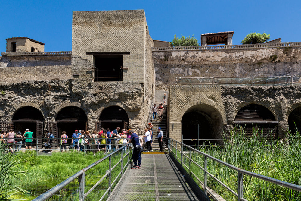 Preserved houses and boat sheds at Herculaneum